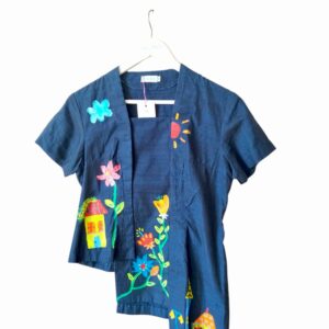 Kutubaru Tangga Royal Blue Lukis – Size M, Tampak Depan