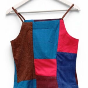 Tanktop Scrappy Patchwork Tenun ATBM: Kolase Warna, Seni yang Berkelanjutan - Size S Depan